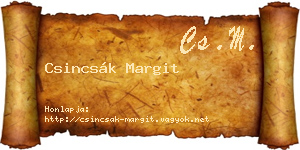 Csincsák Margit névjegykártya